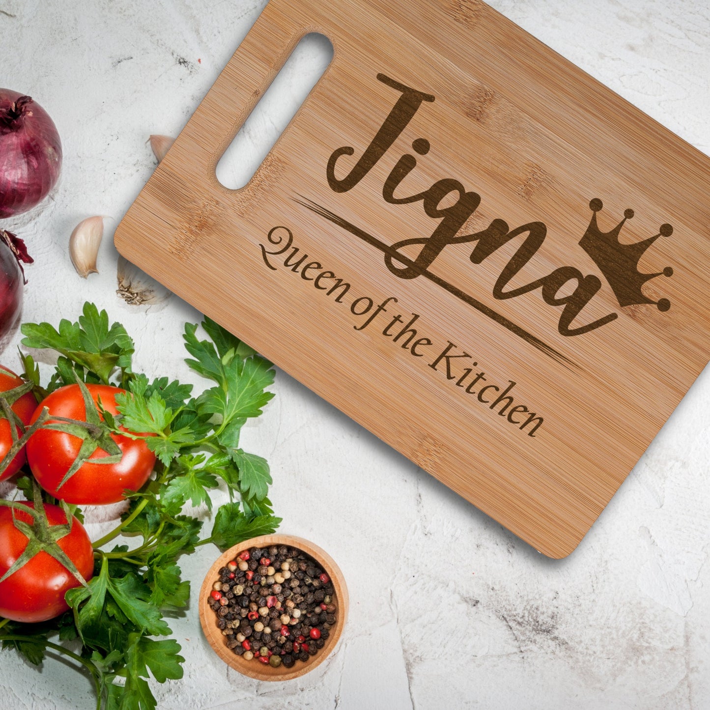 Personalised Bamboo Chopping Board - Queen of the Kitchen