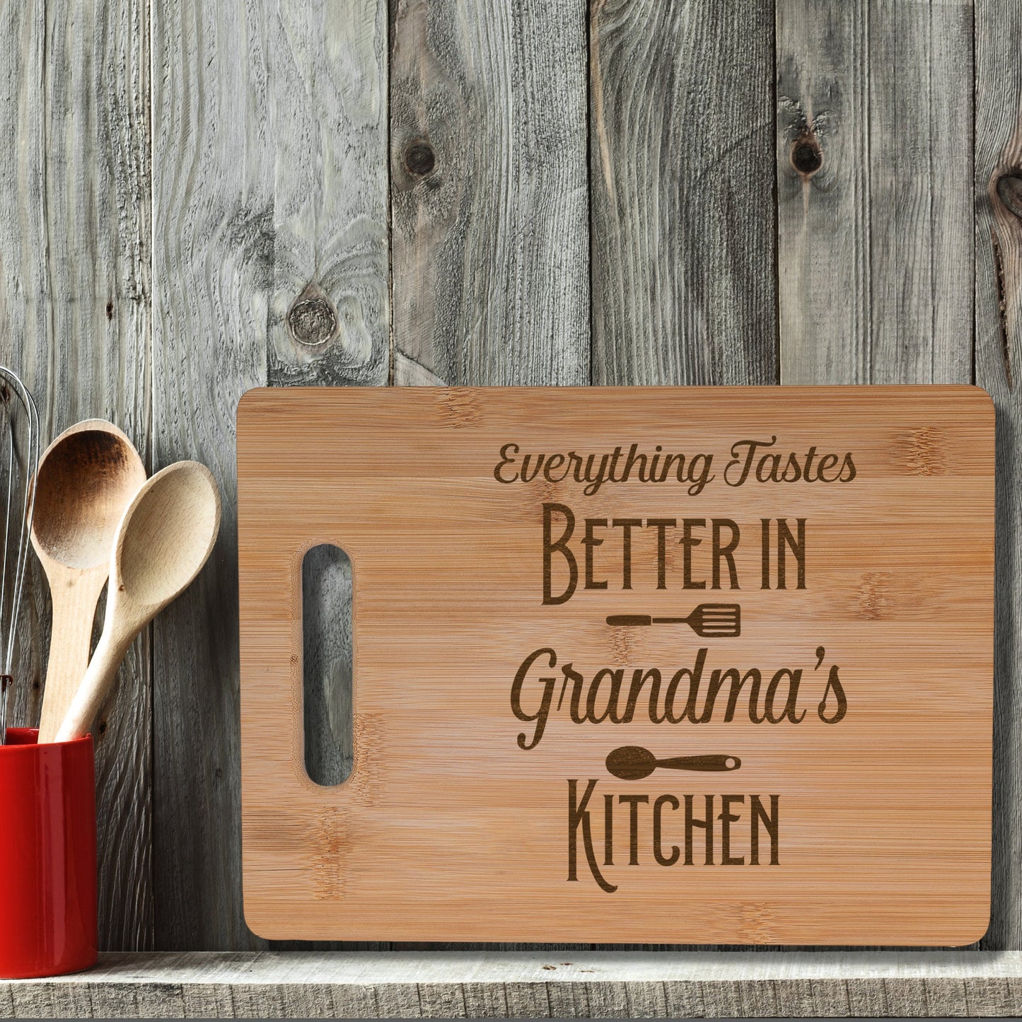 Personalised Bamboo Chopping Board Everything tastes better in Grandma's Kitchen