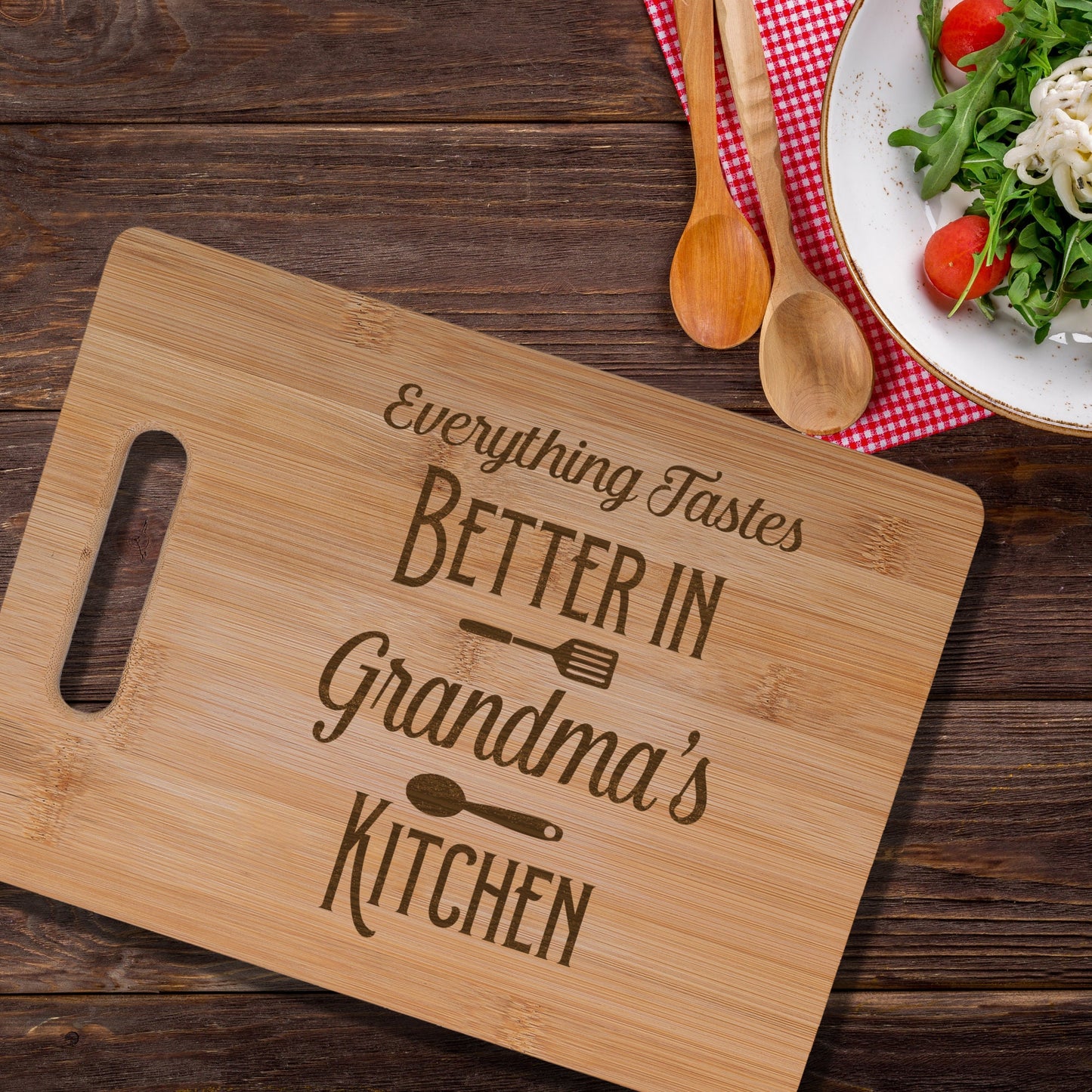 Personalised Bamboo Chopping Board Everything tastes better in Grandma's Kitchen