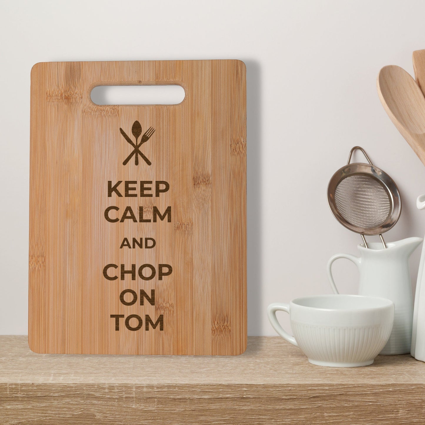 Personalised Bamboo Chopping Board Keep Calm and Chop on