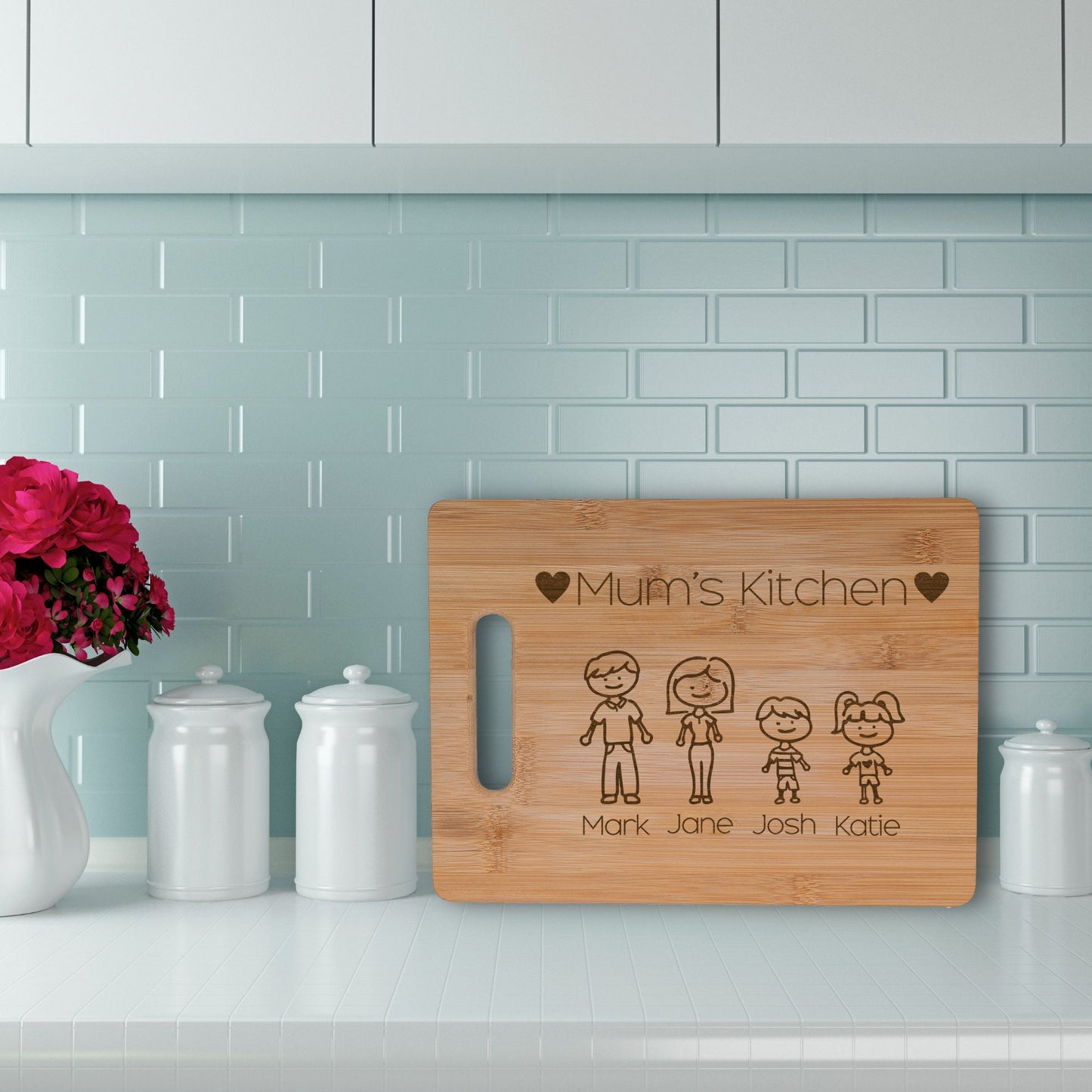 Personalised Bamboo Chopping Board Family Kitchen