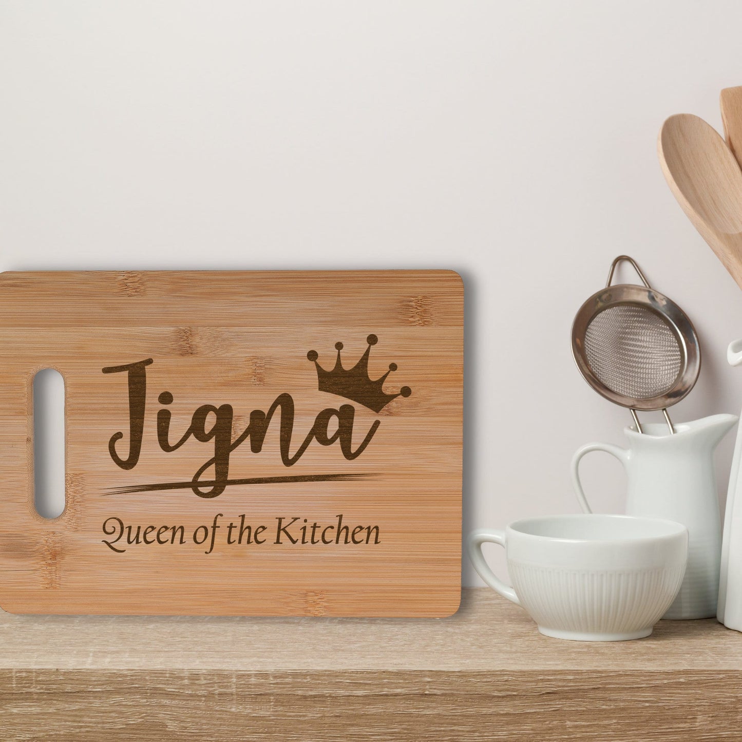 Personalised Bamboo Chopping Board - Queen of the Kitchen