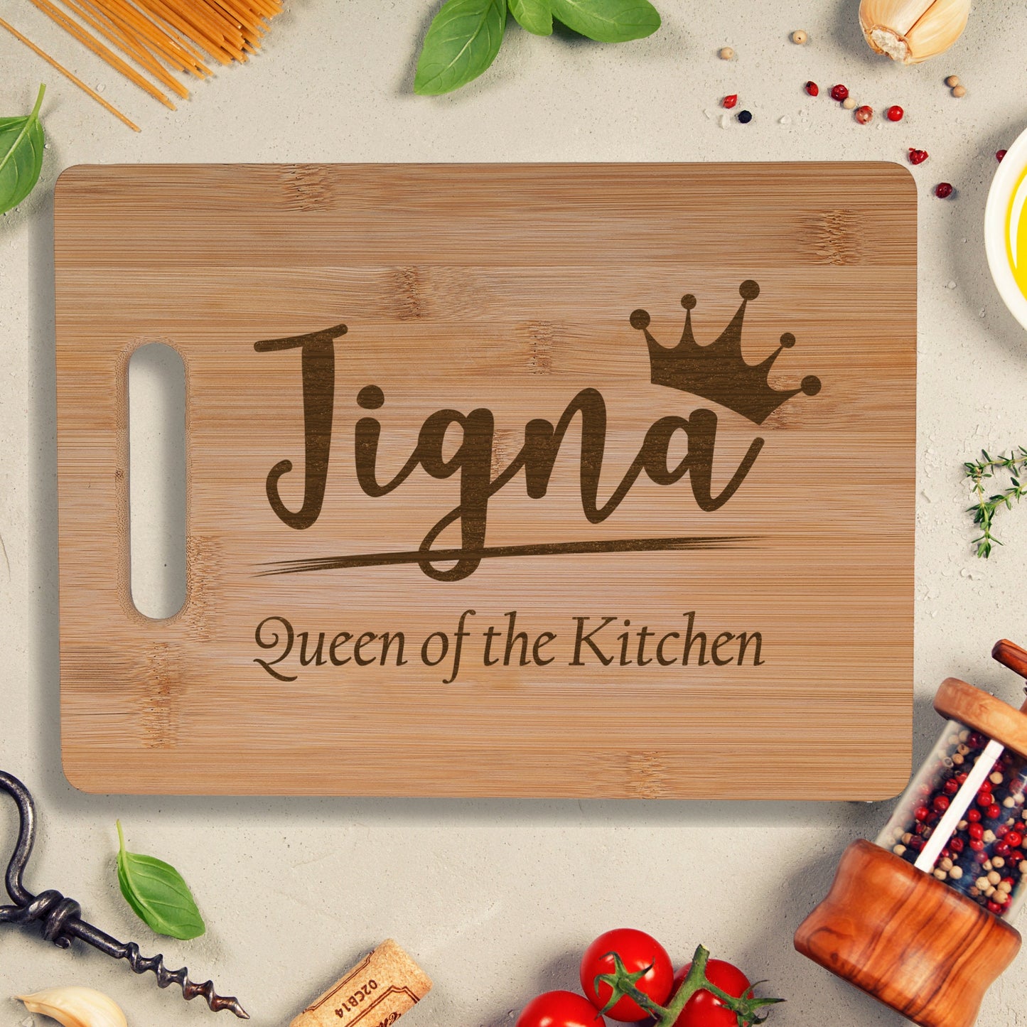 Personalised Bamboo Chopping Board - Queen of the Kitchen