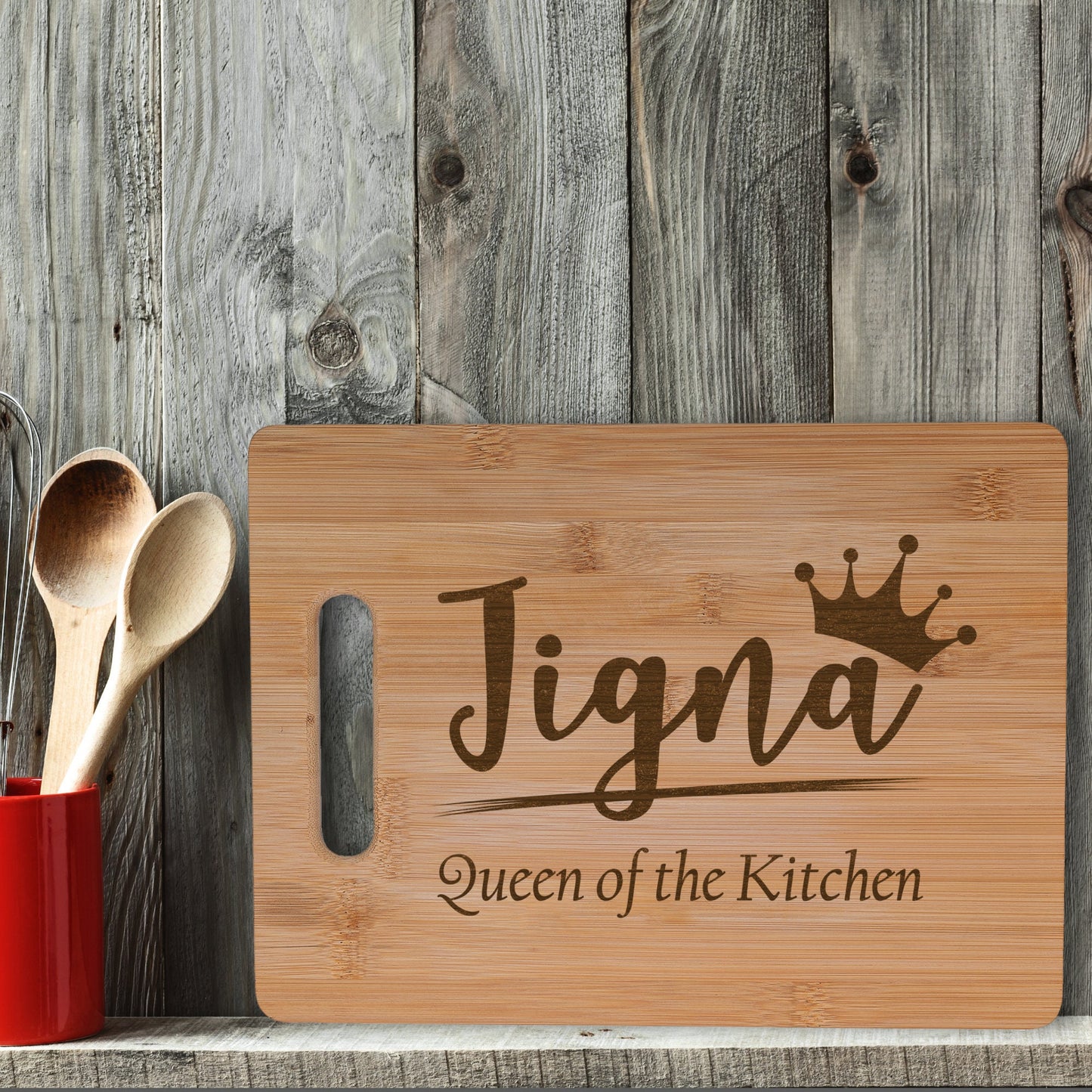 Personalised Bamboo Chopping Board - Queen of the Kitchen