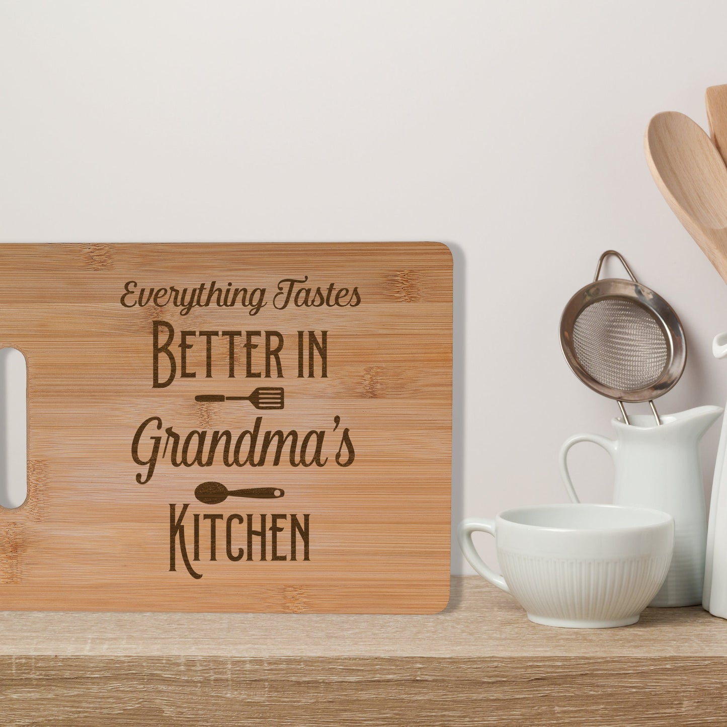 Personalised Bamboo Chopping Board Everything tastes better in Grandma's Kitchen