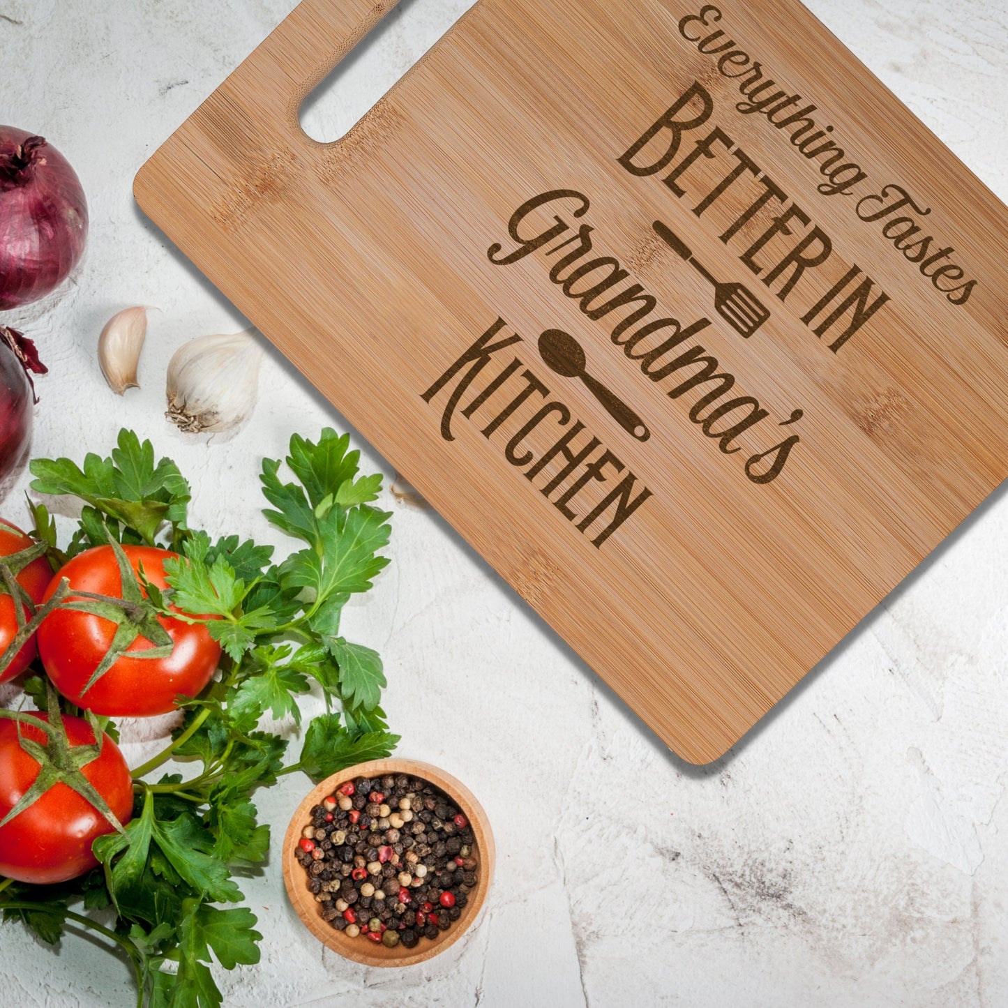 Personalised Bamboo Chopping Board Everything tastes better in Grandma's Kitchen