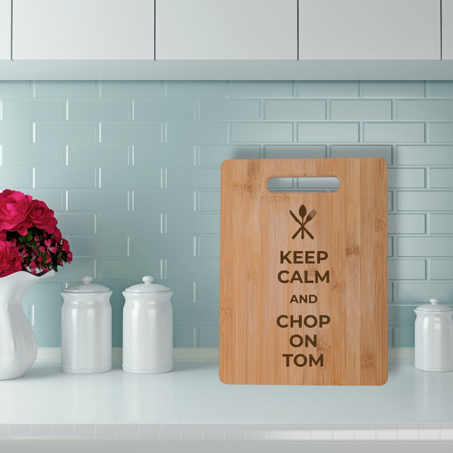 Personalised Bamboo Chopping Board Keep Calm and Chop on