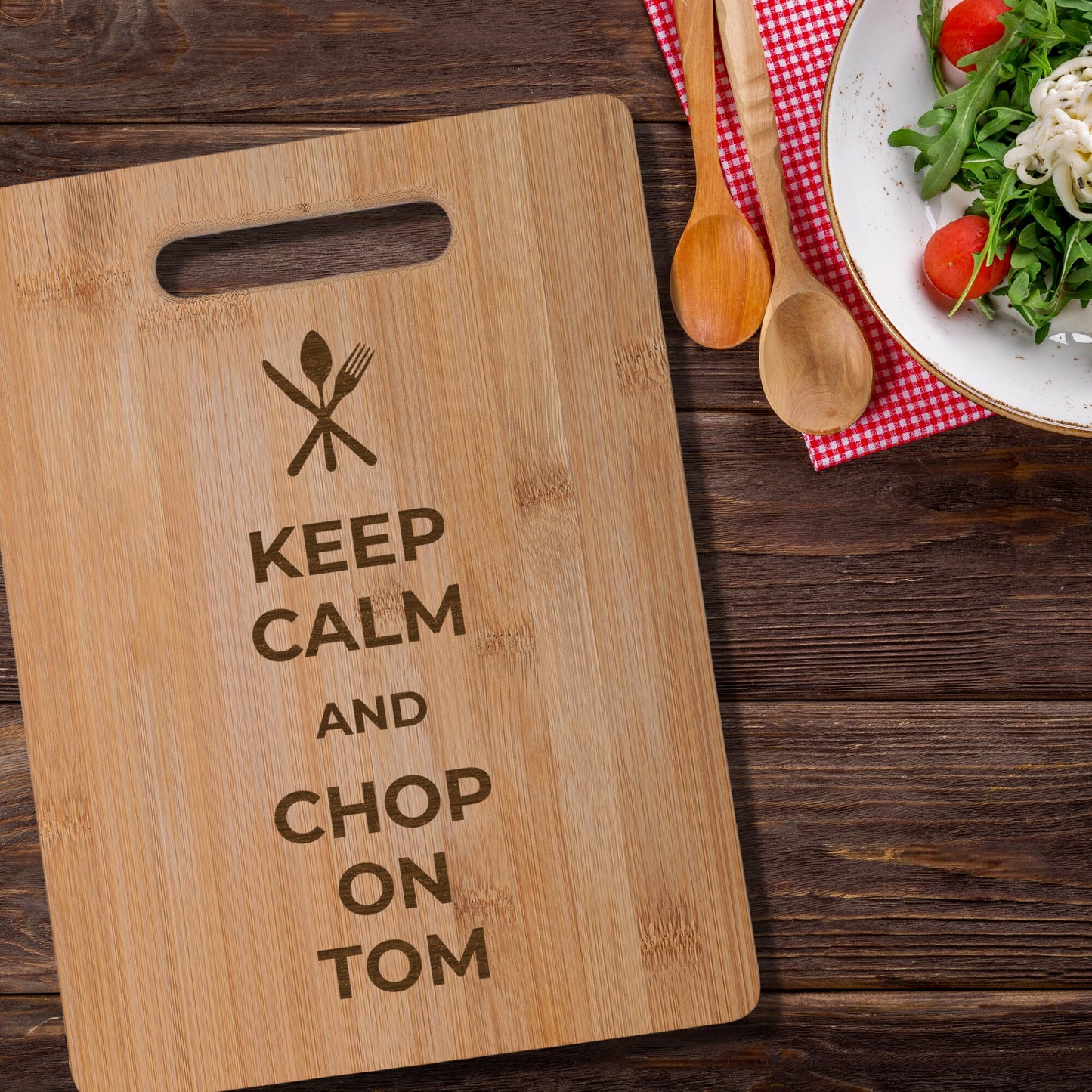 Personalised Bamboo Chopping Board Keep Calm and Chop on