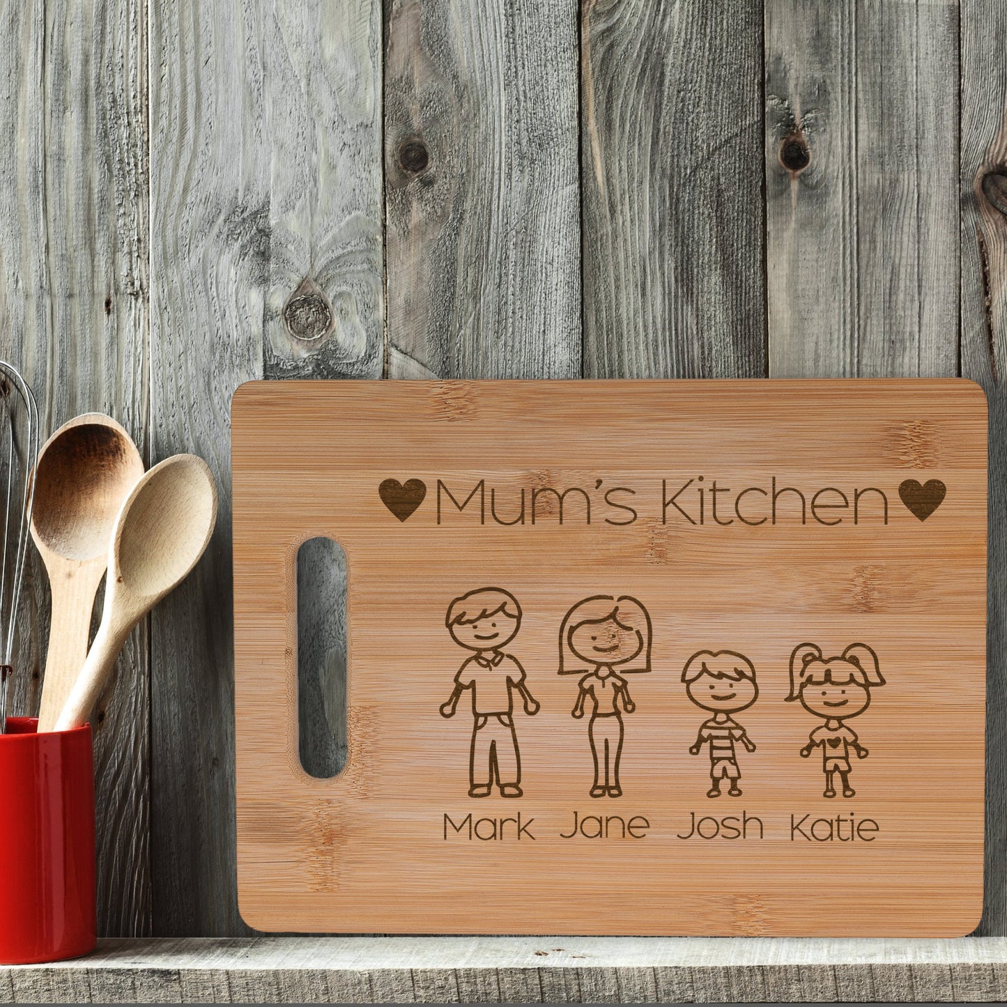 Personalised Bamboo Chopping Board Family Kitchen