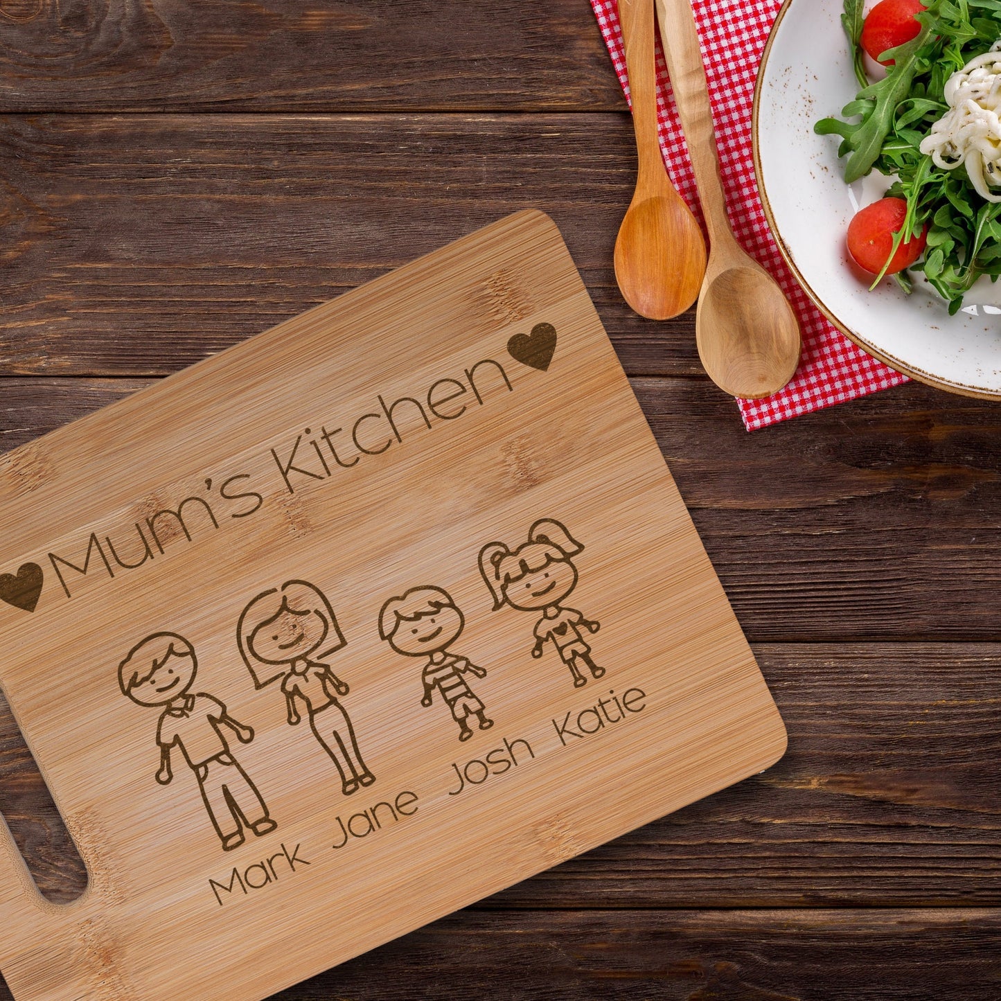 Personalised Bamboo Chopping Board Family Kitchen