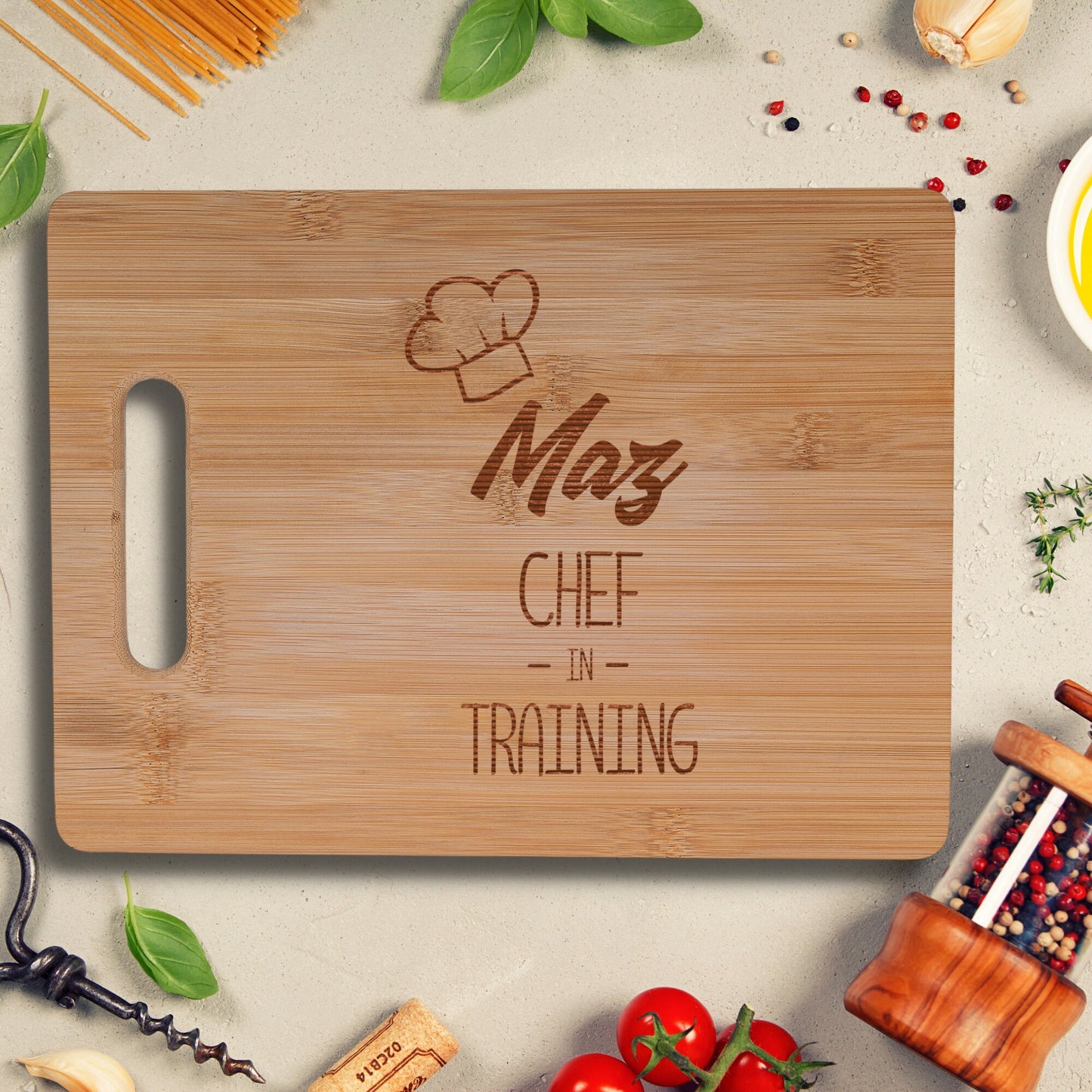 Personalised Bamboo Chopping Board Chef in Training