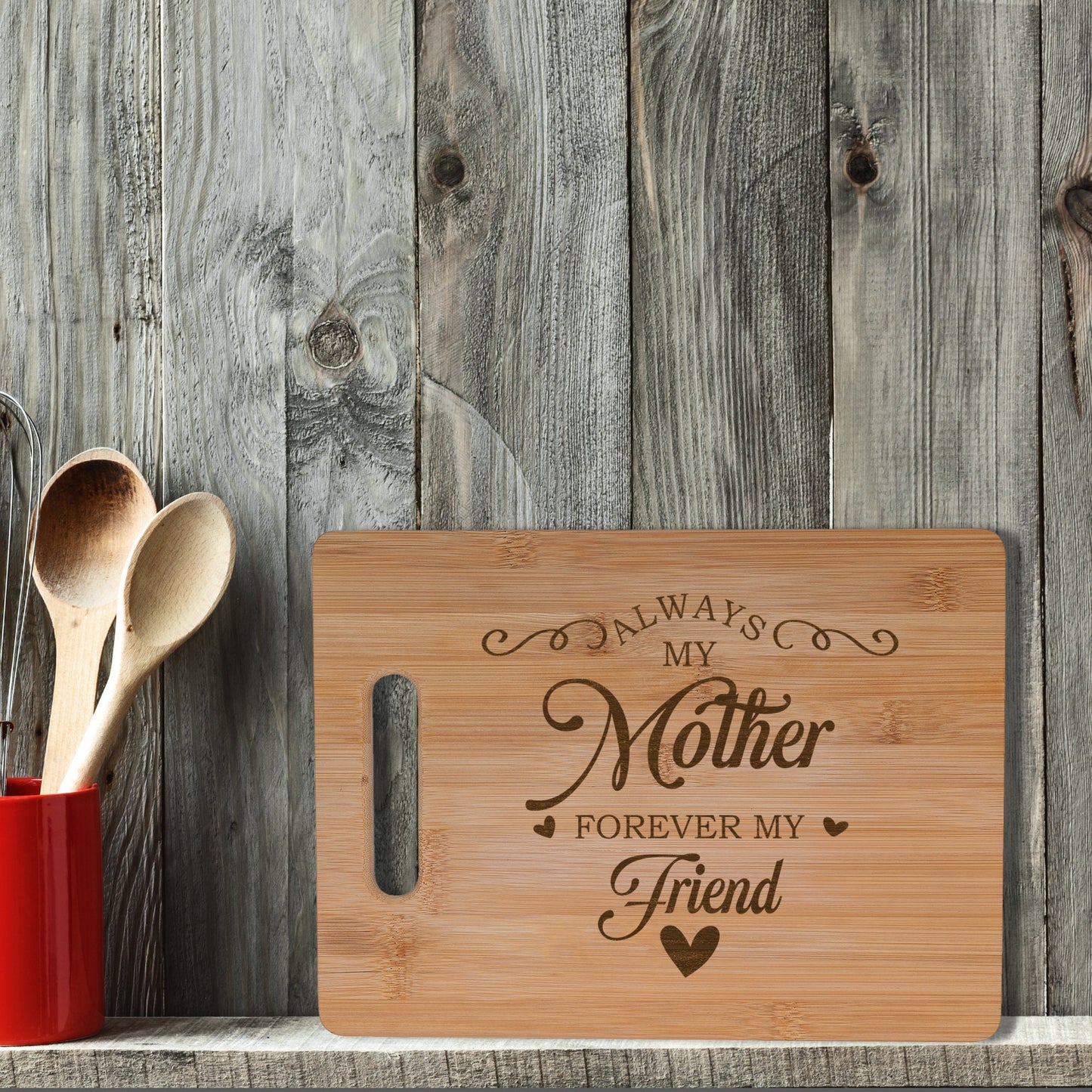 Always My Mother Forever My Friend Real Bamboo Chopping Board Perfect Mother's Day Gift for the Kitchen 30 x 23 cm
