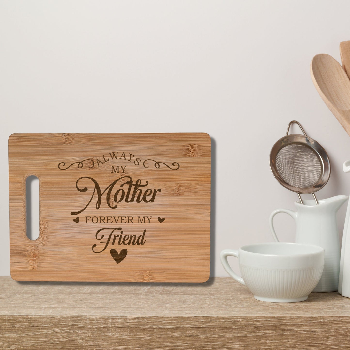 Always My Mother Forever My Friend Real Bamboo Chopping Board Perfect Mother's Day Gift for the Kitchen 30 x 23 cm