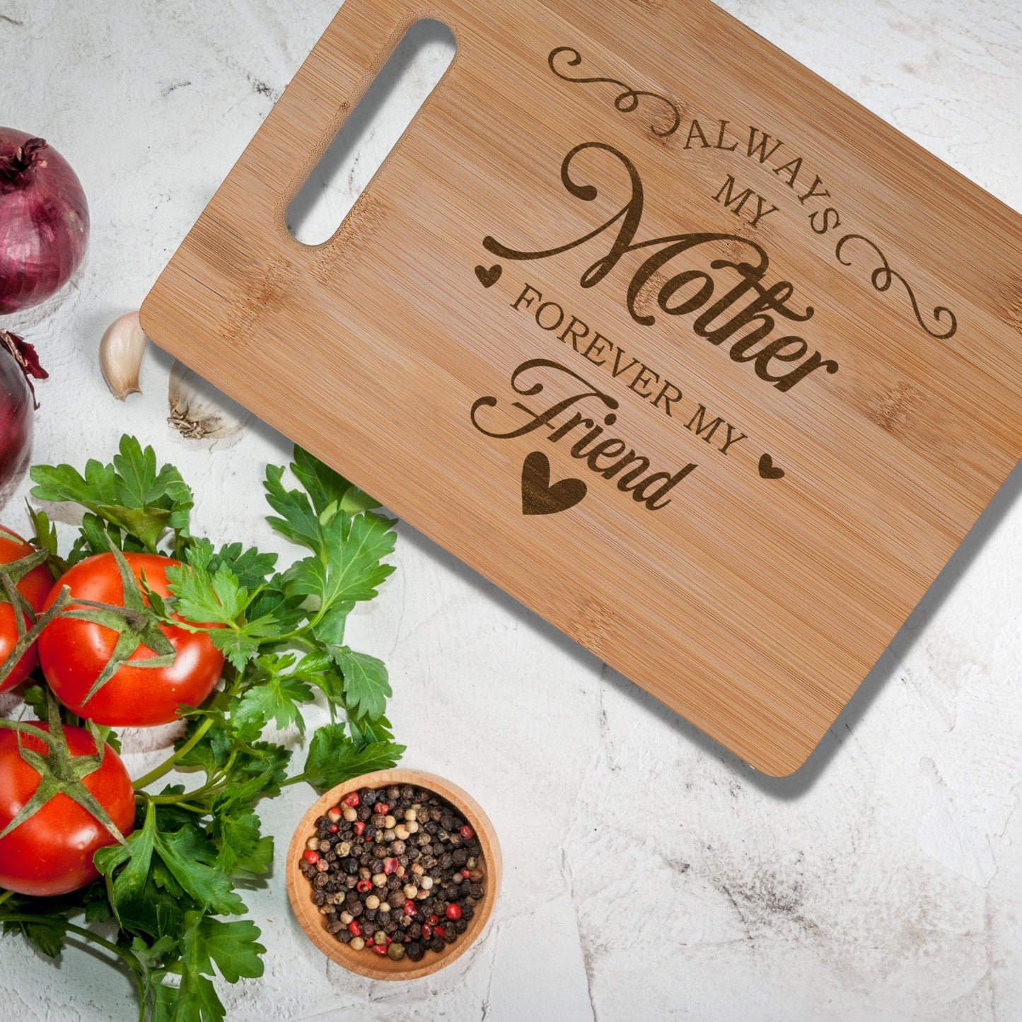 Always My Mother Forever My Friend Real Bamboo Chopping Board Perfect Mother's Day Gift for the Kitchen 30 x 23 cm