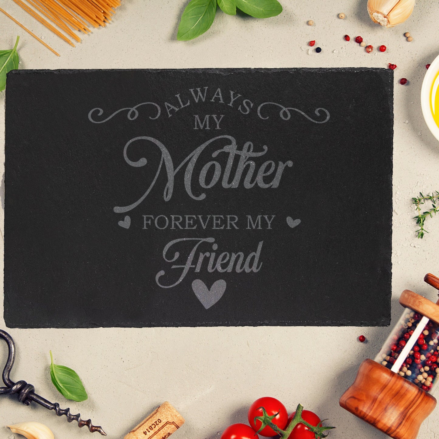 Always My Mother Forever My Friend Engraved Slate Cheeseboard / Table mat Placemat - Gift for Mother's Day / Birthday / Housewarming