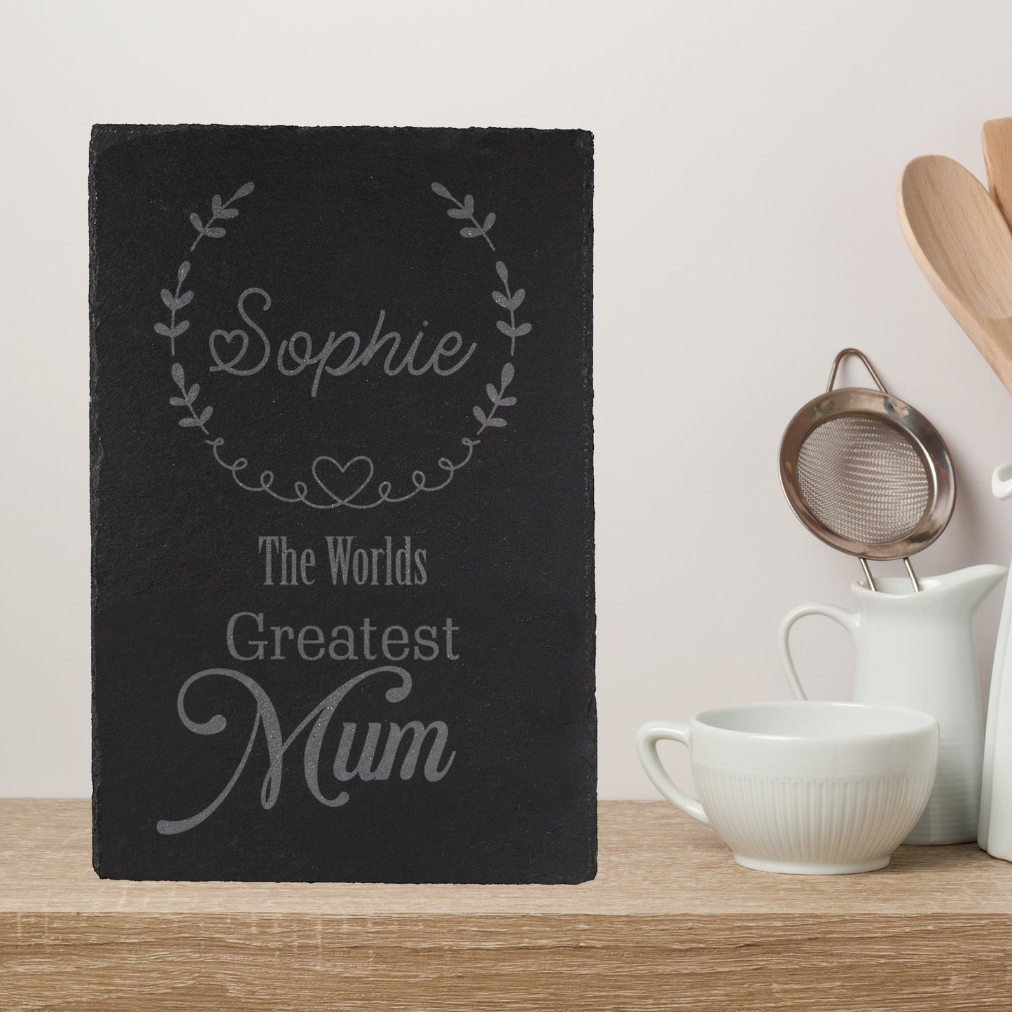 The Greatest Mum Engraved Slate Cheeseboard / Table mat Placemat - Gift for Mother's Day / Birthday / Housewarming