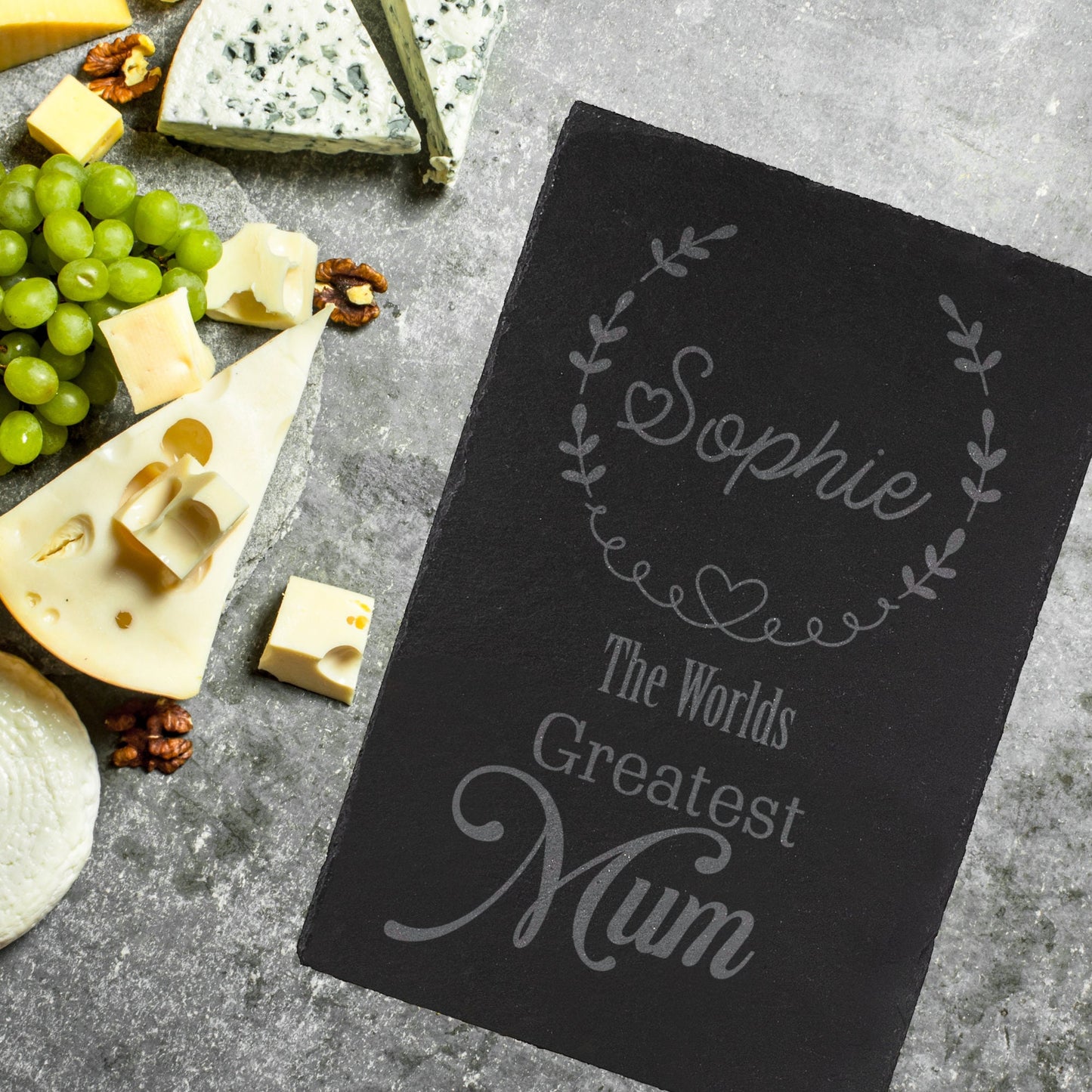The Greatest Mum Engraved Slate Cheeseboard / Table mat Placemat - Gift for Mother's Day / Birthday / Housewarming