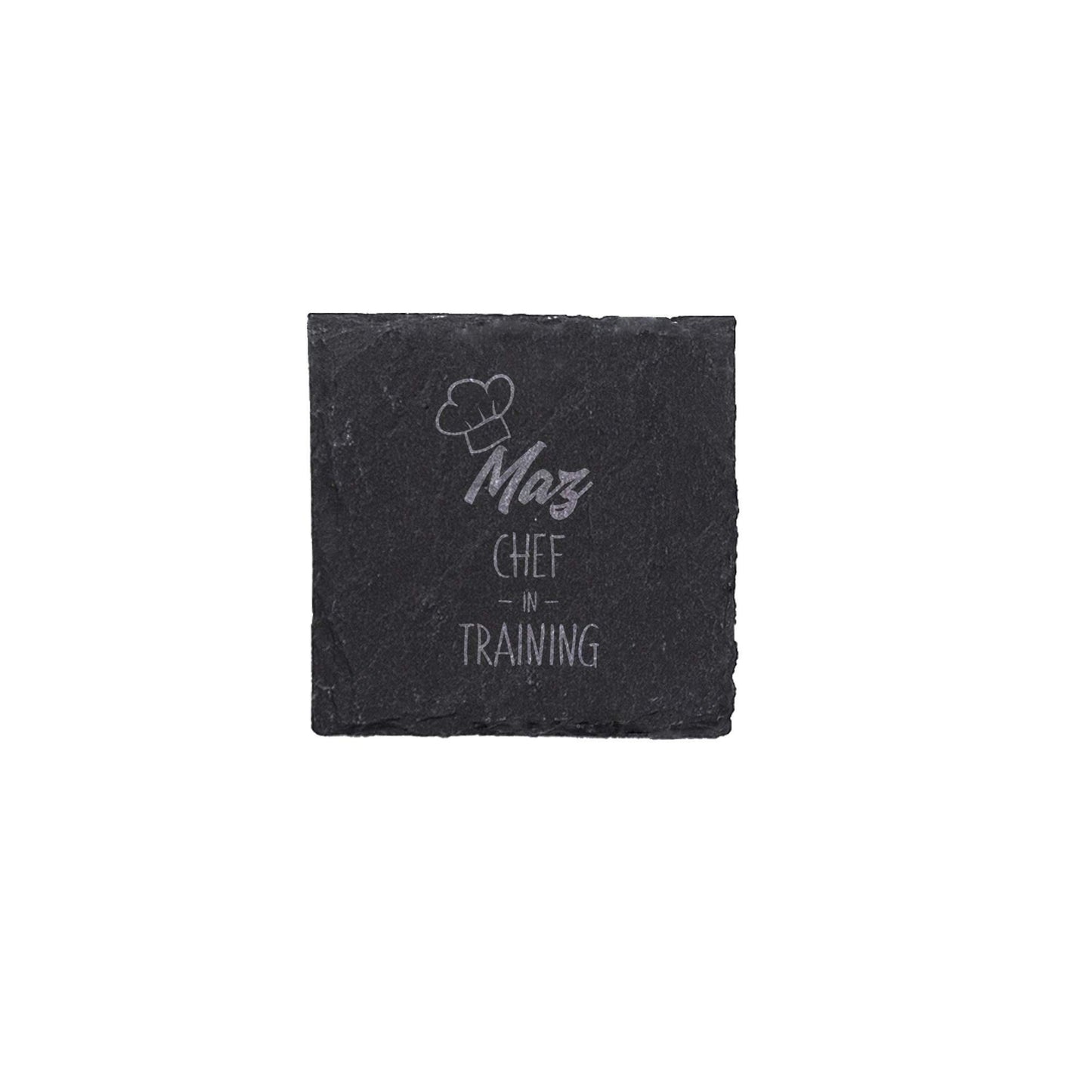 Personalised Slate Coaster Set for Couples - Queen of the Kitchen / Chef in Training - Funny Cute Gift - New Home, Birthday, Anniversary