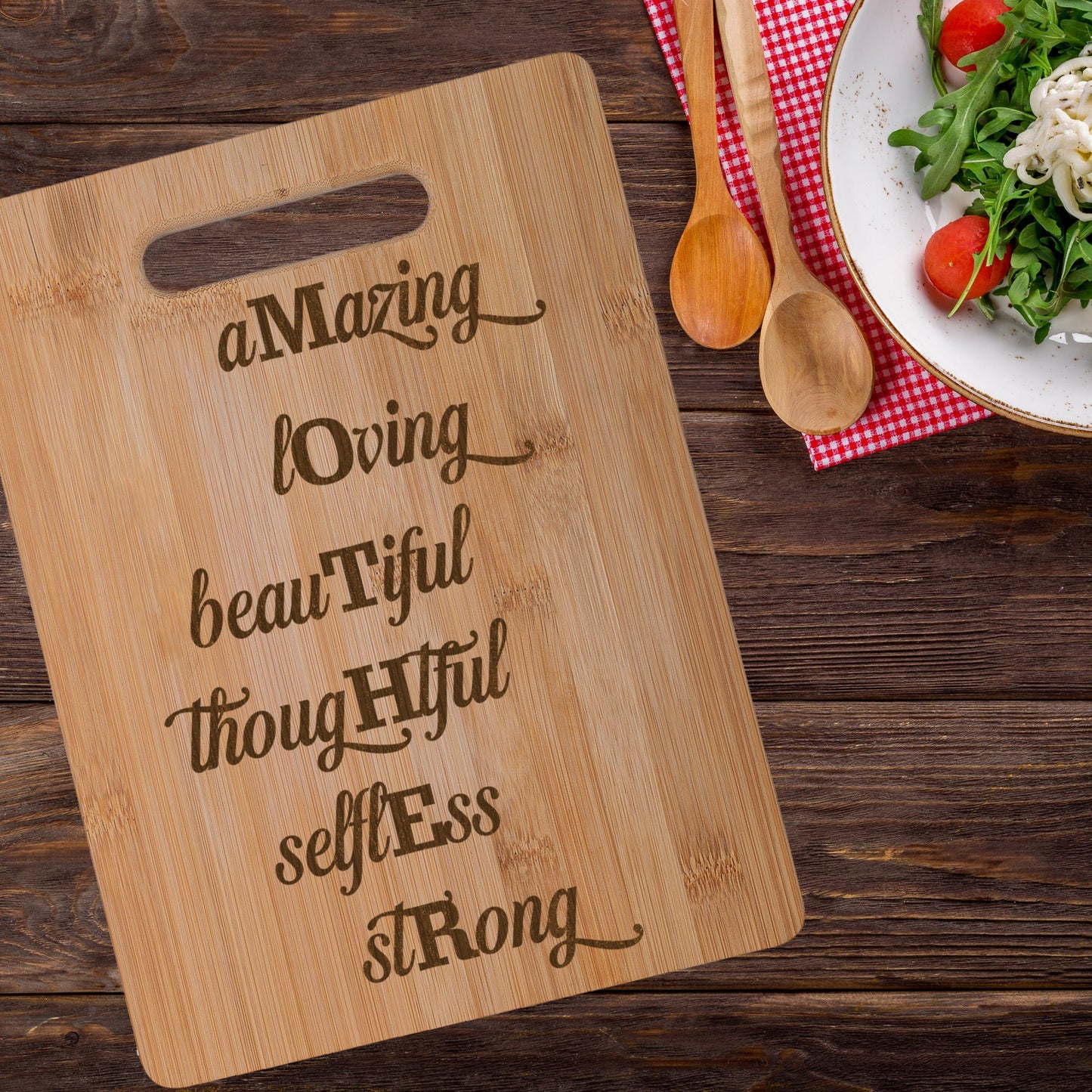 Inspiring words for Mother Real Bamboo Chopping Board Perfect Mother's Day Gift for the Kitchen 30 x 23 cm