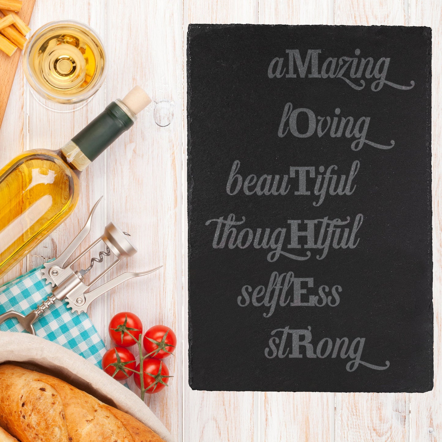 Inspiring words for Mother Engraved Slate Cheeseboard / Table mat Placemat - Gift for Mother's Day / Birthday / Housewarming