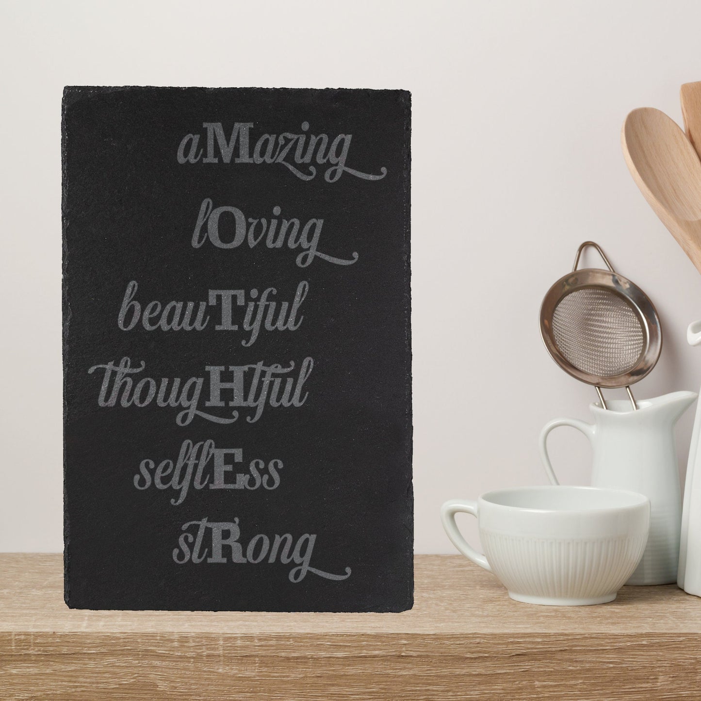 Inspiring words for Mother Engraved Slate Cheeseboard / Table mat Placemat - Gift for Mother's Day / Birthday / Housewarming