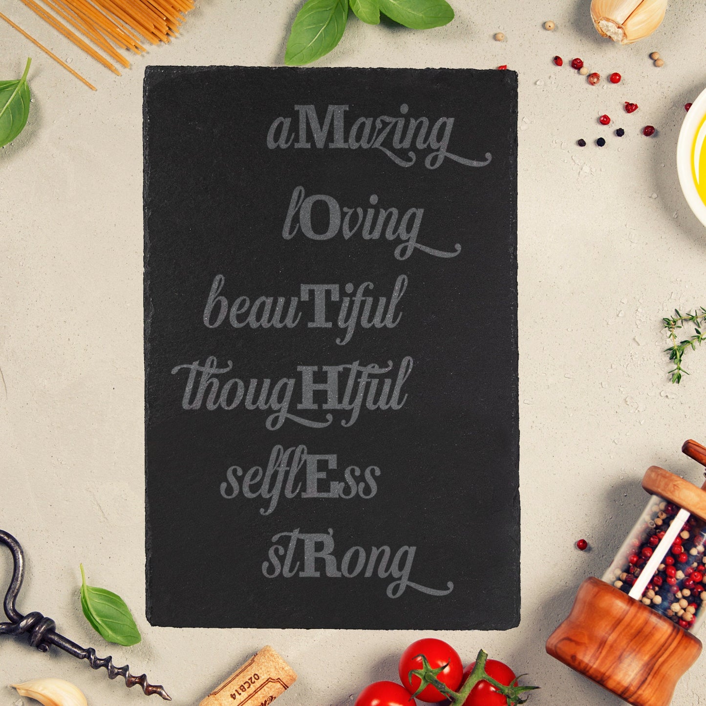 Inspiring words for Mother Engraved Slate Cheeseboard / Table mat Placemat - Gift for Mother's Day / Birthday / Housewarming