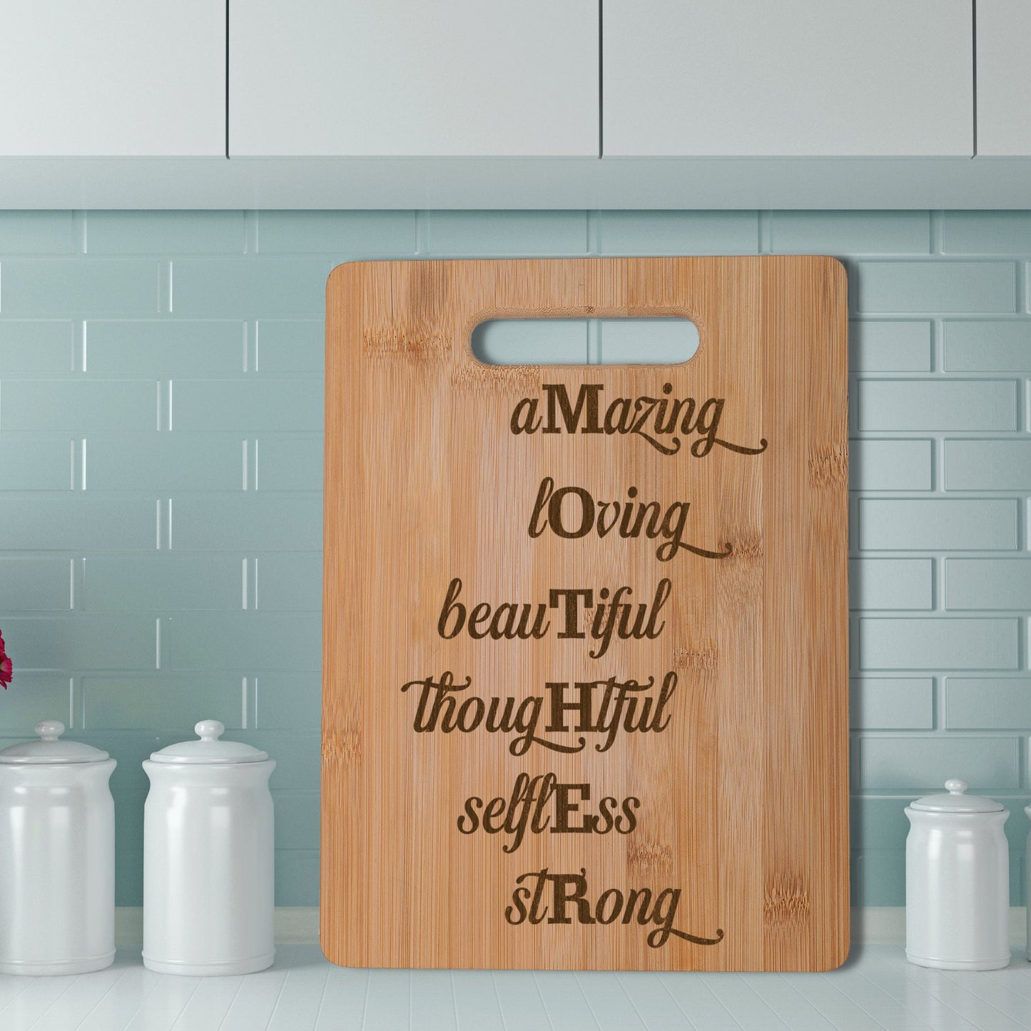 Inspiring words for Mother Real Bamboo Chopping Board Perfect Mother's Day Gift for the Kitchen 30 x 23 cm