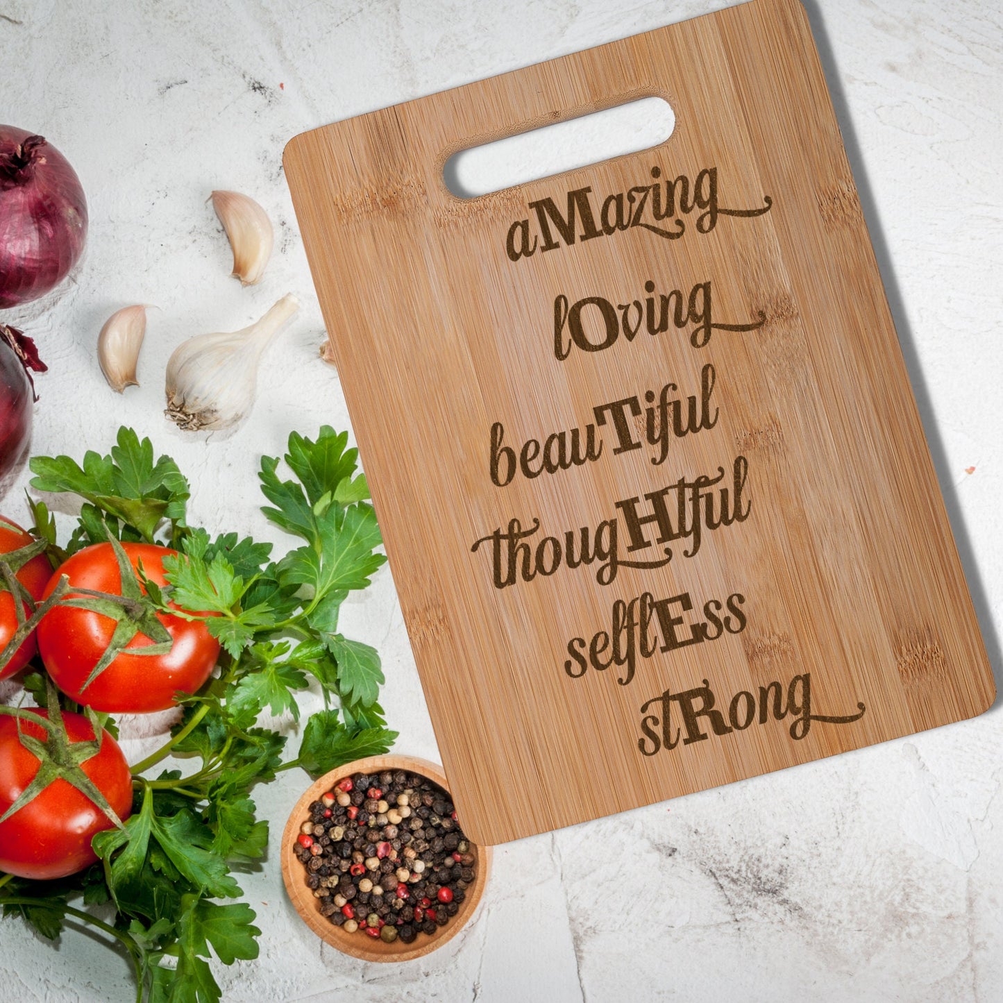 Inspiring words for Mother Real Bamboo Chopping Board Perfect Mother's Day Gift for the Kitchen 30 x 23 cm