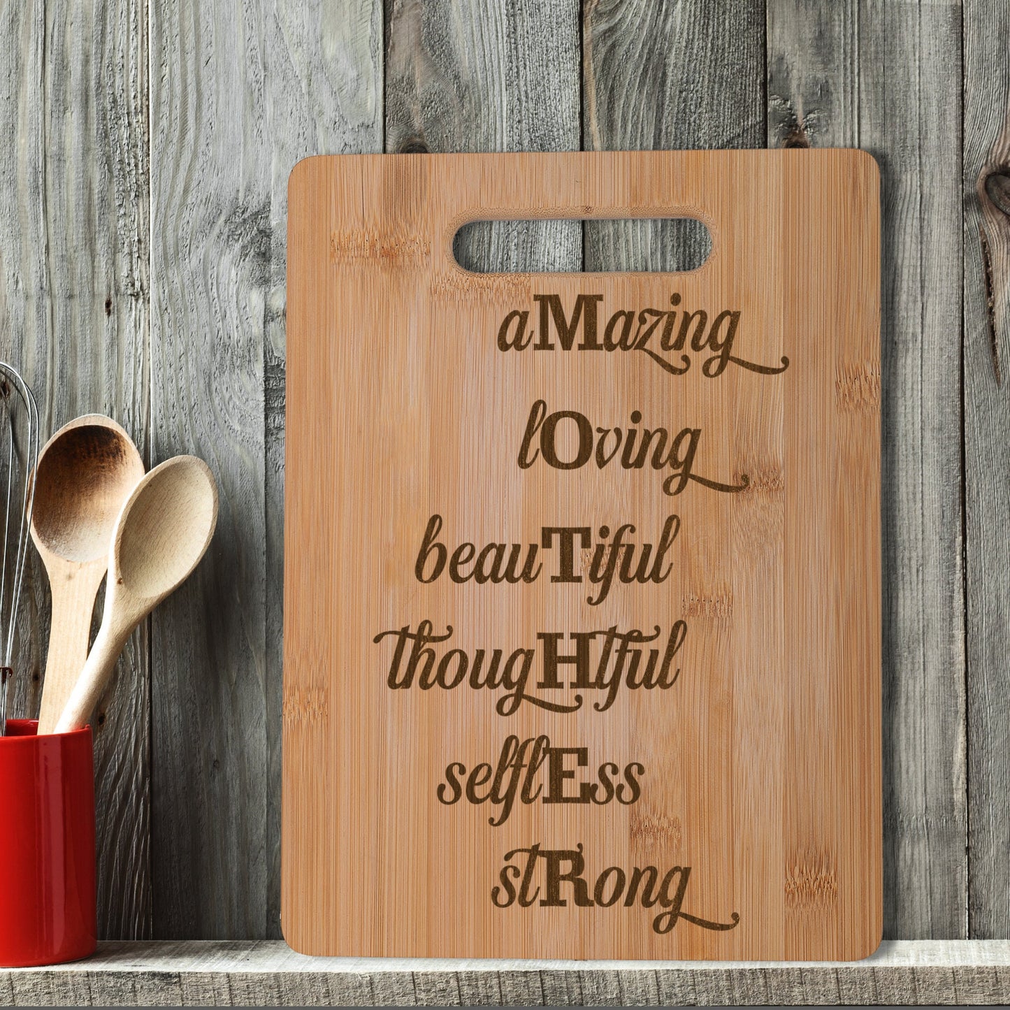 Inspiring words for Mother Real Bamboo Chopping Board Perfect Mother's Day Gift for the Kitchen 30 x 23 cm