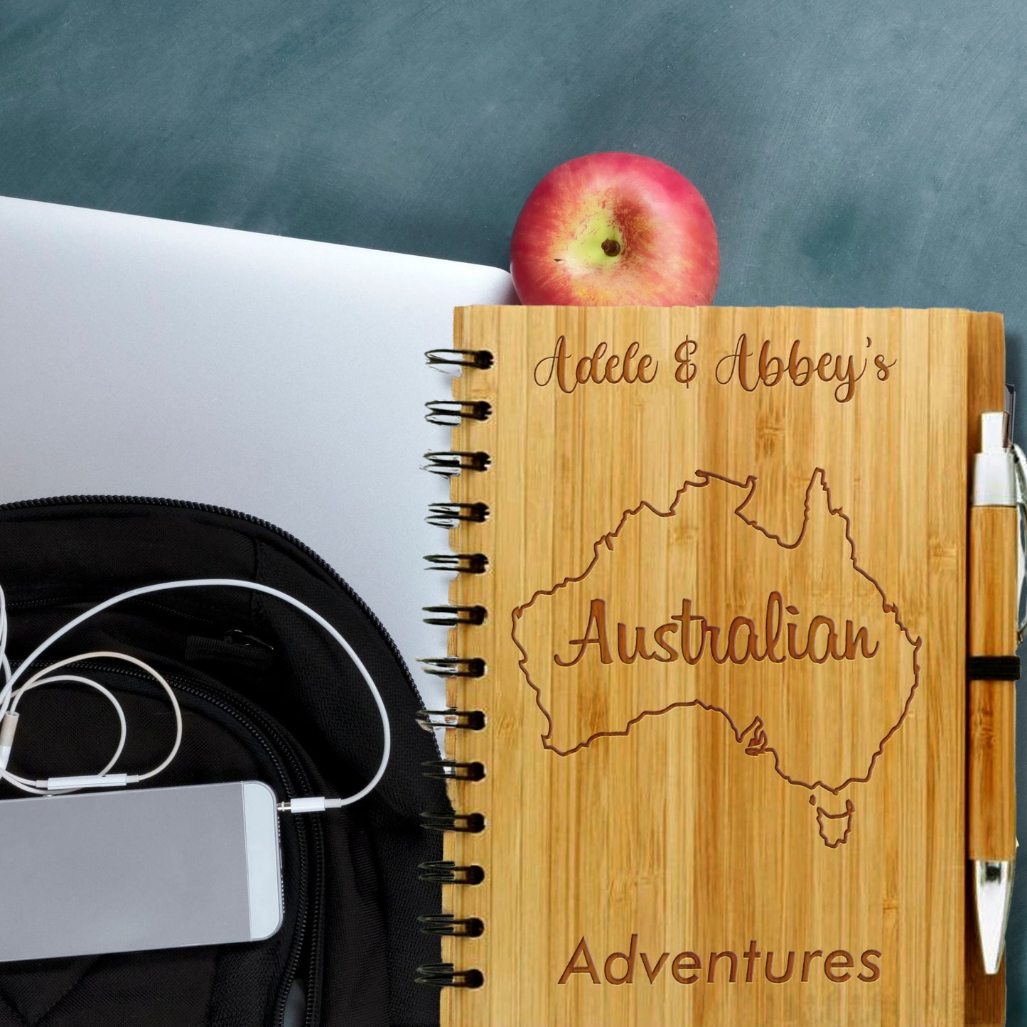 Australian Adventure Personalised A5 Bamboo Notebook / Travel Diary / Journal - Eco Friendly Sustainable Gift for Travellers